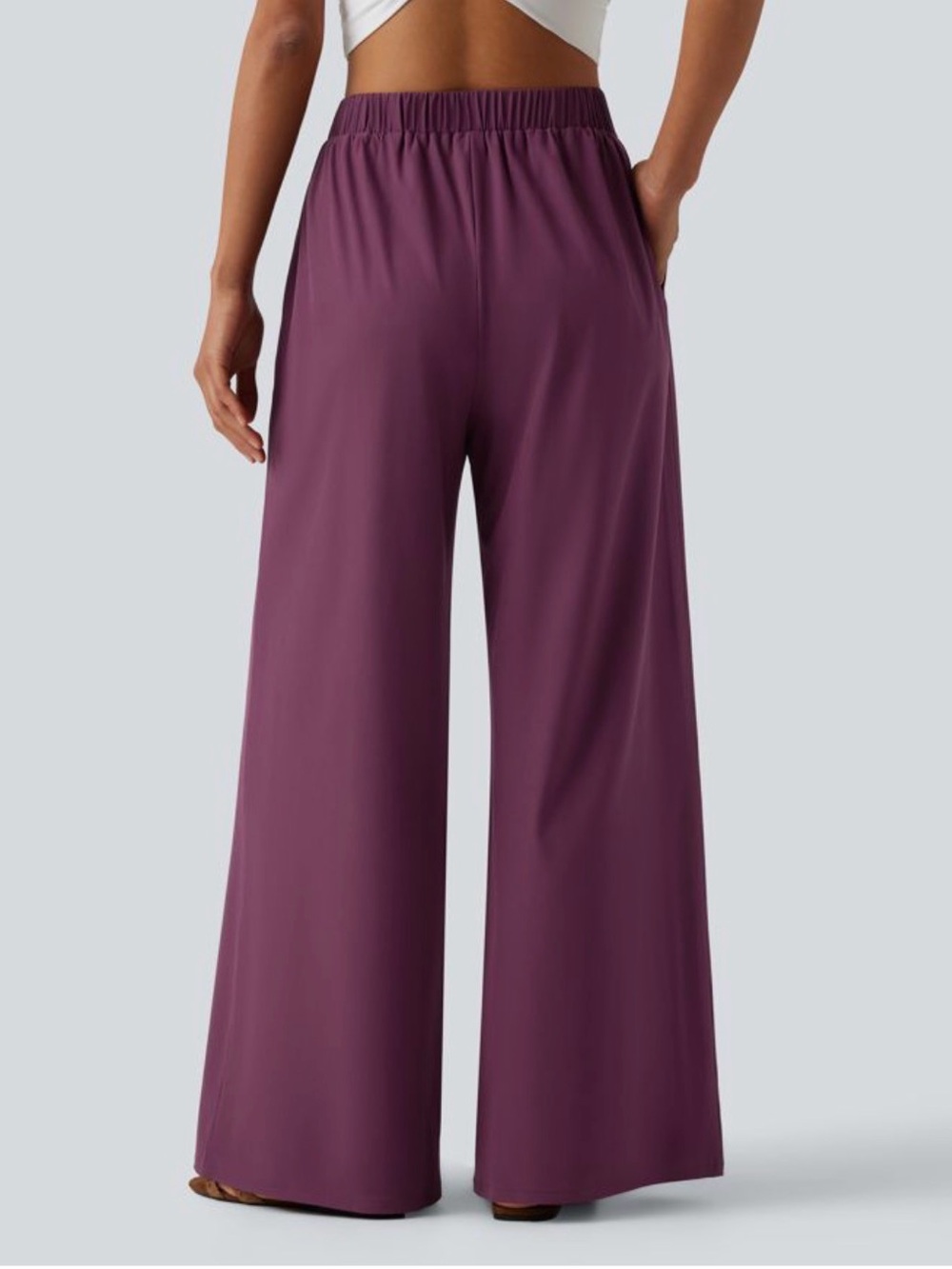 HALRA Wide-Leg High-Waist Pants in Plum Size Small - Picture 2 of 9
